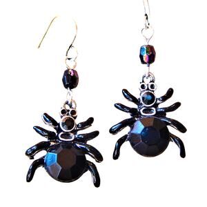 Bedazzled Beveled Black Charlie Spider Earrings